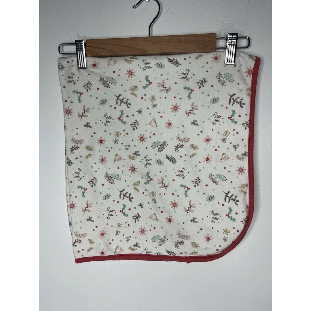 First Impressions White Reindeer‎ Floral Baby Blanket Christmas